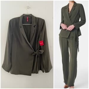 Spanx Crepe Wrap Blazer Women's XL in Midnight Olive Business Office Career NEW
